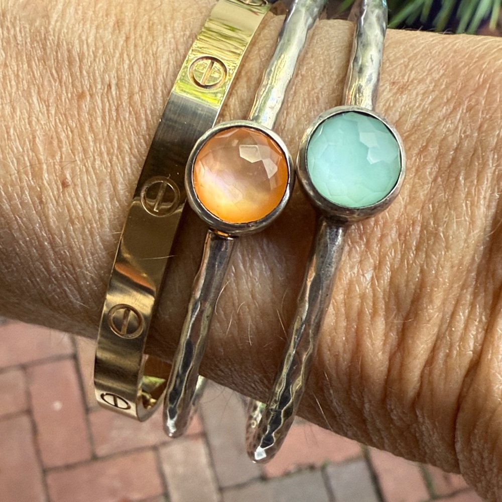 Ippolita Silver Bracelets with greenish blue and peachy Stones - Picture 13 of 15